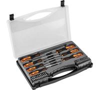 NEO TOOLS Jeu de tournevis et d'embouts de vissage 27 pièces ; lame en acier CrV ; pointe magnétique ; forme triangulaire du manche ; résistant aux produits chimiques, aux huiles et aux graisses