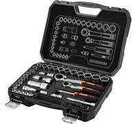 NEO TOOLS Jeu d'outils à cliquet ouvert - Clé à douille, embouts, équipement 1/4" et 3/8" 46 pces - Mécanisme à cliquet avec 72 cliquets | Acier CrV