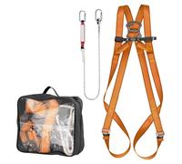 NEO TOOLS Kit d'assurage avec amortisseur de chute ; harnais de sécurité, taille M-XL, sangle polyester 45 mm, amortisseur de chute de sécurité avec 2 m de corde ; deux mousquetons avec écrou de sécur