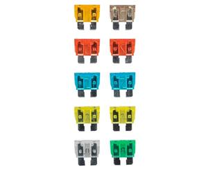 NEO TOOLS Kit de fusibles pour voiture. Largeur : 11 mm. Boîtier en polycarbonate. Contenu : 1 x 5 A, 1 x 7,5 A, 2 x 10 A, 2 x 15 A, 2 x 20 A, 1 x 25 A, 1 x 30 A