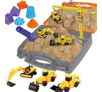 NEO TOOLS Kit de jouets cinétiques avec 0,75 kg de sable magique avec jouets : chantier, pelleteuse, pelleteuse, rouleau, grue pour enfants à partir de 3, 4, 5, 6, 7, 8, 9