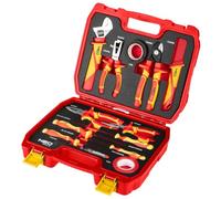 NEO TOOLS Kit d'outils d'électricien : 13 pièces, outils isolés CrV/S2, testeur de tension, 2 rubans isolants, coffret, pour montage, réparation et installations