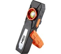 NEO TOOLS Lampe d'atelier 500 lm COB LED, fonction lumière rouge, IP20, filetage pour trépied, socle pivotant, fonction powerbank, câble USB, accu Li-ion 3,7V 2000mAh