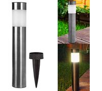 NEO TOOLS Lampe solaire pour l'extérieur - Lampes solaires à LED pour le jardin - Lampe de chemin - en acier inoxydable - capteur de crépuscule - IP44 étanche - Outdoor Pollerleuchte