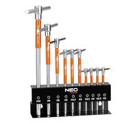 NEO TOOLS Lot de 10 clés hexagonales avec poignée en T et 10 clés Allen (HEX) : 2 mm à 10 mm avec support en métal
