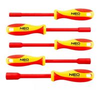 Ensemble de tournevis isolés à douille - NEO - 5 pièces - 5,5 mm à 13 mm - Longueur 125 mm - Pour électriciens