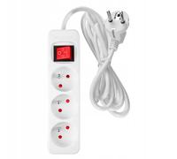 NEO TOOLS Multiprise à 3 prises avec câble de 5 m - Blanc - Multiprise (multiprise avec protection de contact accrue, interrupteur) - Multiprise murale pour bureau, cuisine
