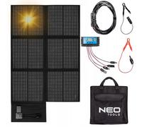 NEO TOOLS Panneau Solaire Pliable 120W 18V avec Modules Solaires -Kit, Régulateur de Charge Solaire Inclus - 2 Ports USB et Un Type C - IP64 Étanche - Léger - pour Batteries 12V - Parfait pour Camper