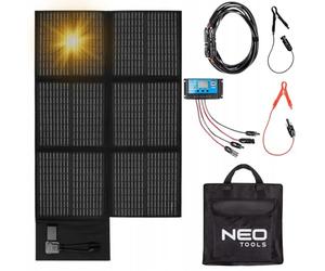 NEO TOOLS Panneau Solaire Pliable 120W 18V avec Modules Solaires -Kit, Régulateur de Charge Solaire Inclus - 2 Ports USB et Un Type C - IP64 Étanche - Léger - pour Batteries 12V - Parfait pour Camper