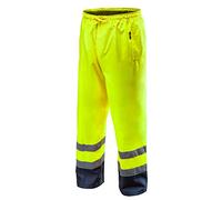 NEO TOOLS Pantalon de pluie de sécurité EN ISO 20471 avec bandes réfléchissantes - Pantalon d'avertissement orange fluo jaune fluo - Pantalon de sécurité S jaune fluo