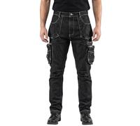 Neo Tools Pantalon de travail DENIM – 98% coton, 2% élasthanne, insert confort, 5 poches – noir XL