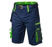 NEO TOOLS Pantalon de Travail Court avec Ceinture pour Homme 62% Coton, 35% Polyester, 3% élasthanne 270 g/m² Taille XS à 3XL - Bleu - XXL
