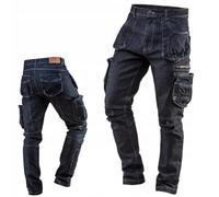 NEO TOOLS Pantalon de Travail en Denim 8 Poches pour Homme Taille XS à XXXL Coutures renforcées au Niveau des Genoux Mélange 98% Coton 2% élasthanne
