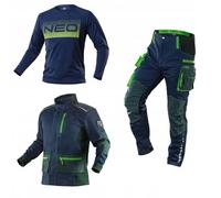 NEO TOOLS Pantalon de travail haut de gamme pour homme ou ensemble avec veste taille XS à 3XL / 3 % élasthanne, design tendance, pantalon - poches genouillères et renforcé avec Cordura, Ensemble
