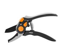 NEO TOOLS Pince à enclume 200 mm, portée jusqu'à 18 mm, distance réglable, poignée ergonomique avec poignées souples en caoutchouc TPR, lames en acier trempé, pour bois dur et sec