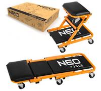 Neo Tools Planche à roulettes 2 en 1 pour Atelier Automobile - Charge maximale : 150 kg - Siège Roulant - Fonction Assise et couchée