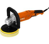 NEO TOOLS Polisseuse 900W en kit avec plateau support et pad de polissage - diamètre 150mm, 1-6 vitesses : 600-3000 tr/min - Poignée D amovible