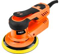 NEO TOOLS Ponceuse excentrique, 350W Ponceuse, 6 vitesses, filaire avec 6 pcs papier abrasif (grain 80/100/120/150/180/240), Multi ponceuse