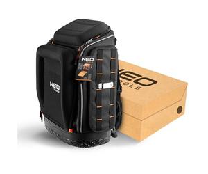 NEO TOOLS Sac à dos à outils 20 l I Poches pour accessoires | Sac à dos à outils avec fond en caoutchouc, sac à dos robuste avec renfort pour électriciens, plombiers, travailleurs d'entretien 26
