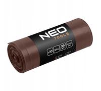 NEO TOOLS Sacs poubelle extra résistants - Rouleaux marron | Capacité de 120 l, sacs poubelle stables et robustes, indéchirables, épaisseur du film 35 microns