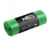 NEO TOOLS Sacs poubelle - Extra solides - Roulettes vertes - Volume de 60 l - Sacs poubelle solides et résistants à la déchirure - Épaisseur du film : 35 microns