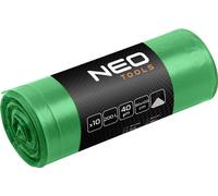 NEO TOOLS Sacs poubelle | Sacs poubelle extra-résistants | Roulettes vertes | Capacité 120 L | Sacs poubelle solides robustes indéchirables Sacs poubelle | Epaisseur du film 40 mic