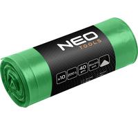 NEO TOOLS Sacs poubelle | Sacs poubelle extra-résistants | Roulettes vertes | Capacité 200 L | Sacs poubelle solides robustes indéchirables Sacs poubelle | Epaisseur du film 40 mic