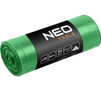 NEO TOOLS Sacs poubelle | Sacs poubelle extra-résistants | Roulettes vertes | Capacité 60 L | Sacs poubelle solides robustes indéchirables Sacs poubelle | Epaisseur du film 35 mic