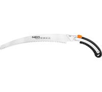 NEO TOOLS Scie de jardin courbe, longueur de lame 350 mm, 6 TPI, acier 65MN, dents trempées par induction 3D, étui de ceinture avec support plastique, peut être pour changer la lame