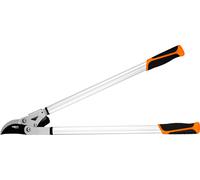 NEO TOOLS Sécateur élagueur bypass à transmission 710 mm, diamètre de coupe maxi 45 mm, lames à revêtement anti-adhérent, bras en aluminium, poignées bi-matière antidérapantes, lame pour bois frais