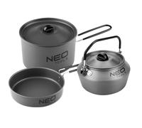 NEO TOOLS SET 3-in-1 casserole, bouilloire, poêle à frire, poids 616g, matériau aluminium anodisé, poignée pliable, isolé, certificat d'approbation alimentaire LFGB