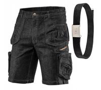 NEO TOOLS Short de Travail Homme - Bermuda avec Ceinture - Taille 48(S) à 58(3XL) - Aspect Jean Court pour Hommes - Pantalon D'été