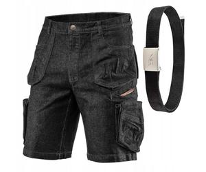 NEO TOOLS Short de Travail Homme - Pantalon de Travail Bermuda avec Ceinture de Travail - Taille 48(S) à 58(3XL) - Aspect Jean Pantalon de Travail Court pour Hommes - Pantalon de Travail D'été