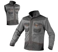 NEO TOOLS Sweat de travail 2 en 1 pour homme, vêtement de travail, vêtements professionnels, gilet, 100 % coton, poids 260 g/m², manches amovibles, gris (XXXL)