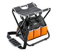 NEO TOOLS Tabouret Pliant avec Sac à Outils - Chaise de pêche - 6 Poches extérieures - 33,8 x 33,5 x 30 cm (L x H x l)