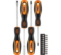 NEO TOOLS Tournevis et embouts de vissage 14 pces, taille : 4, 5, 6 mm, Torx T10, T15, T20, T25, T27, T30, T40, 6,5 x 100 mm, PH2 x 100 mm, PH1 x 75 mm, 1 jeu d'embouts