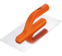 NEO TOOLS Truelle de lissage, dentée, 270 x 125 mm, denture : 6mm Truelle avec lame en acier inoxydable|manche ergonomique en plastique, lame en acier inoxydable