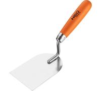 NEO TOOLS Truelle de plâtrier manche bois 80mm en forme de fer à cheval avec col droit | Truelle en acier inoxydable pour les travaux d'encastrement, de réparation et de finition des angles