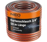 NEO TOOLS Tuyau d'arrosage Professionnel à 6 Couches, 1/2" ou 3/4" | PVC, renforcé avec Croix en Polyester et Tissu Tricot | Food Safe : Convient pour l'eau Potable | Différents Designs