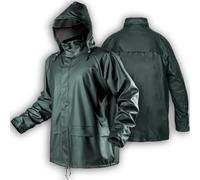 NEO TOOLS Veste de pluie à capuche pour homme; M-3XL; Tissu extérieur PU + PVC; Doublure polyester; Coutures thermosoudées; Fermetures éclair et poches imperméables; Ouvertures de ventilation