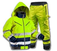 NEO TOOLS Veste de travail de signalisation isolée imperméable pour homme ou ensemble avec pantalon imperméable, taille S-3XL jaune/orange | Très chaude, en tissu Oxford 300D résistant Veste de