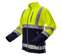 NEO TOOLS Veste de travail pour homme aspect tricot, 100% polyester, taille S à 3XL, polaire chaude de qualité avec empiècements en tissu softshell sur les côtés et les manches, fermeture éclair à