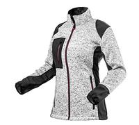 NEO TOOLS Veste de travail tricotée 100 % polyester pour femme Tailles S à XXL en polaire chaude avec empiècements en tissu softshell Fermeture Éclair 3 poches zippées - Gris - L