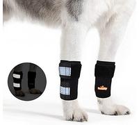 NeoAlly Paire d'attelles de jambe avant pour chien et chat avec sangles réfléchissantes de sécurité pour l'articulation du jarret, le ligament croix, la cicatrisation des plaies et la perte de stabilité due à l'arthrite, L/XL, noir/orange