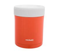 NEOBABY Porte-papier thermique en acier inoxydable de 1 litre avec 2 récipients, récipient pour aliments et boissons, maintient la température pendant une longue période, 6 mois+, Orange