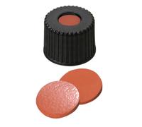 neochrom® capuchons à visser ND8 à trou, polypropylène, septum caoutchouc naturel rouge-orange/TEF, lot de 100