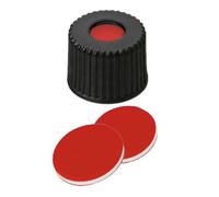 neochrom® capuchons à visser ND8 à trou, polypropylène, septum silicone/PTFE rouge, lot de 100