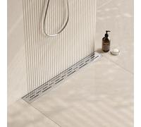 Neodrain 61 679 419,4 cm linéaire d'écoulement de douche avec légère Mer Grille, brossé en acier inoxydable 304, comprend réglable mise à niveau Pieds, cheveux Passoire 24 Inch Brushed Brick Pattern Grate