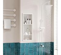 Neodrain Douche murale en acier inoxydable triple niche murale avec étagère de rangement pour salle de bain 75 x 30 cm, blanche