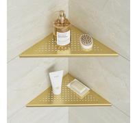 Neodrain Étagère de coin pour douche en acier inoxydable doré pour salle de bain - Étagère de douche à casiers intégrés pour salle de bain et cuisine, lot de 2